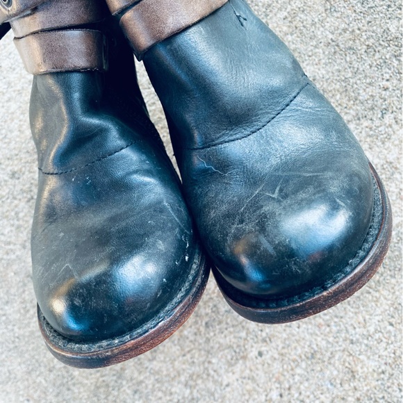 FREEBIRD | Blaze Black & Brown Leather Distressed Boots Booties Cognac 7 - Picture 4 of 9